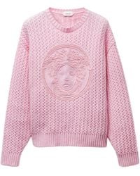 Versace - Embroidered Wool & Cashmere Knit Sweater - Lyst