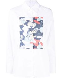 PORTSPURE Abstract-print Cotton Shirt - White