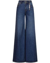 Area - Crystal Heart Charm Wide-leg Jeans - Lyst