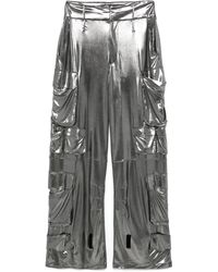Amen - Pantalon En Effet Métallisé À Poches Cargo - Lyst