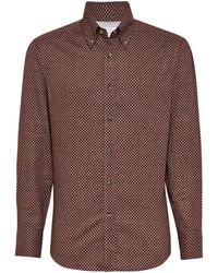 Brunello Cucinelli - Geometric-Pattern Cotton Shirt - Lyst