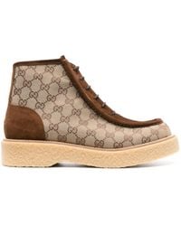 Gucci - GG Supreme Lace-up Boots - Lyst