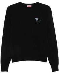 KENZO - Tulip Logo-Embroidered Ribbed-Knit Cotton Jumper - Lyst