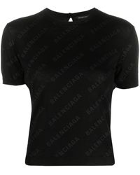 Balenciaga - Mini Allover Logo Knitted Top - Lyst