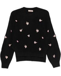 Twinset - Floral-Embroidered Ribbed-Knit Sweater - Lyst
