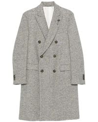 Lardini - Manteau En Tweed À Chevrons Et Boutonnière Croisée - Lyst