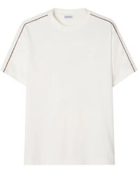 Burberry - Check Piping Cotton T-Shirt - Lyst