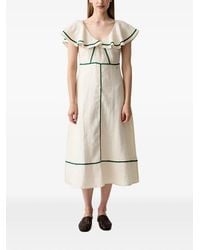 Pedro Del Hierro Madrid - Ruffled Contrast-Trim Midi Dress - Lyst