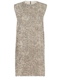 Brunello Cucinelli - Dazzling Craquelé Embroidery Dress - Lyst