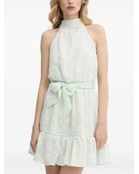 Guess - Eyelet-Embroidered Halterneck Mini Dress - Lyst