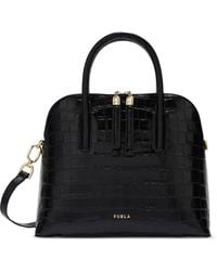Furla - S Atmosfera Dome Croc-Effect Leather Tote Bag - Lyst