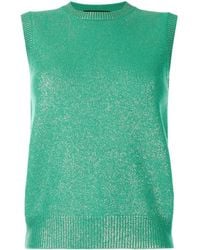 Rochas Glitter-detail Knitted Tank Top - Green