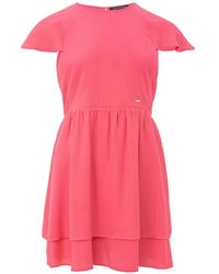 ARMANI EXCHANGE - Flutter-Sleeve Layered-Skirt Mini Dress - Lyst