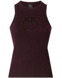 Pinko - Love Birds Cut-Out Ribbed Tank Top - Lyst