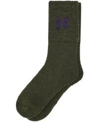 Needles - Butterfly-Embroidered Wool Socks - Lyst