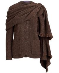 Ralph Lauren - Fringe-Trimmed Scarf-Detail Cardigan - Lyst
