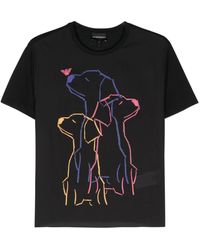 Emporio Armani - Graphic-print Panelled T-shirt - Lyst