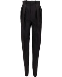 Saint Laurent - Pleated-Front Straight Trousers - Lyst