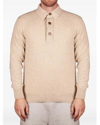 FILIPPO DE LAURENTIIS - Long-Sleeve Knitted Polo-Collar Sweater - Lyst