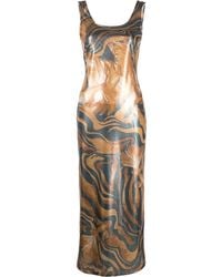 Alberta Ferretti - Metallic Swirl Print Dress - Lyst