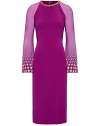 Jenny Packham - Eurabia Midikleid Mit Netzärmeln - Lyst