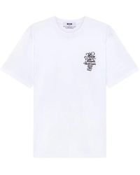 MSGM - Logo-Print Crew-Neck T-Shirt - Lyst