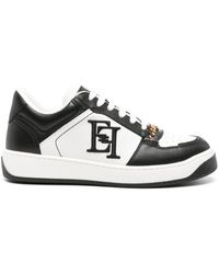 Elisabetta Franchi - Logo-embroidered Leather Sneakers - Lyst