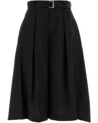 Sacai - Pleated Bermuda Shorts - Lyst