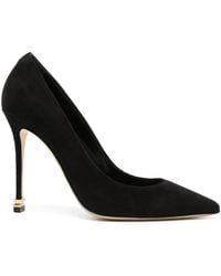 Elisabetta Franchi - 105Mm Metal-Logo Suede Pumps - Lyst
