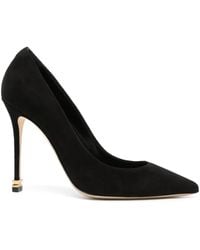 Elisabetta Franchi - 105Mm Metal-Logo Suede Pumps - Lyst