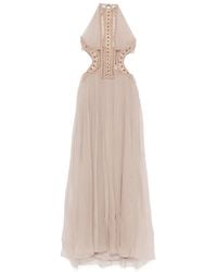 Alberta Ferretti - Embroidered Tulle Maxi Dress - Lyst