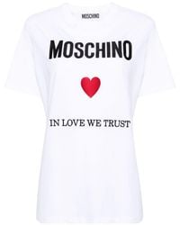 Moschino - Moschino In Love We Trust Cotton T-Shirt - Lyst