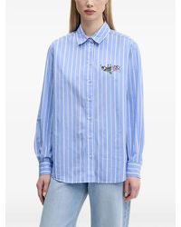 Desigual - Gestreepte Blouse Met Bloemendetail - Lyst