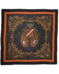 Dolce & Gabbana - Crest-Print Fringed Scarf - Lyst