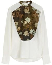 Jil Sander - Floral Printed-Bib Shirt - Lyst