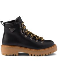Prada - Leren Enkellaarzen Met Veters - Lyst