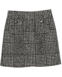 N°21 - Check-Pattern Button-Detail Skirt - Lyst