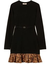 Twinset - Leopard-Print Ruffle Mini Dress - Lyst