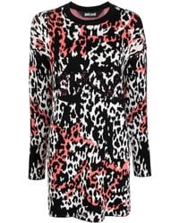 Just Cavalli - Robe courte en jacquard à imprimé léopard - Lyst