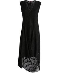 High - Shot Mouwloze Midi-Jurk Met V-Hals - Lyst