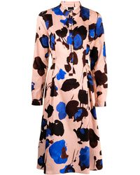Aspesi - Floral Print Shirt Dress - Lyst