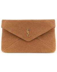 Saint Laurent - Cassandre Logo-Plaque Clutch Bag - Lyst