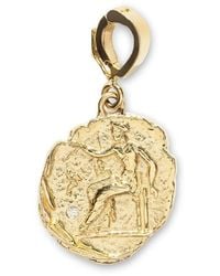 Azlee - 18kt Yellow Gold Small Aphrodite Diamond Coin Pendant - Lyst