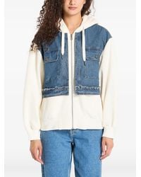 Desigual - Denim-Panel Drawstring Hoodie - Lyst