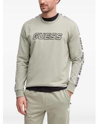 Guess - Logo-Print Side-Stripe Sweater - Lyst