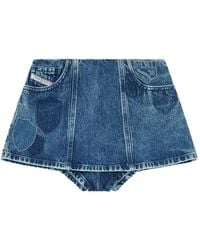 DIESEL - Short En Jean Peplum Avec Patchs D'Ombre - Lyst