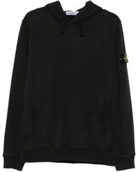 Stone Island - Cotton Hooded Sweatshirt With Compass Badge - Lyst
