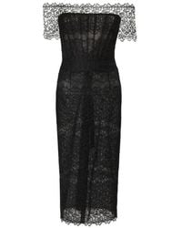 Carolina Herrera - Lace-Trimmed Off-Shoulder Dress - Lyst