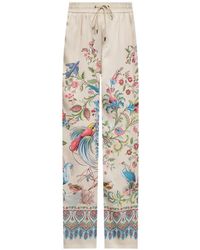 Etro - Floral-Print Silk Palazzo Pants - Lyst