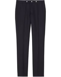 Burberry - Blue Wool Classic Trousers - Lyst